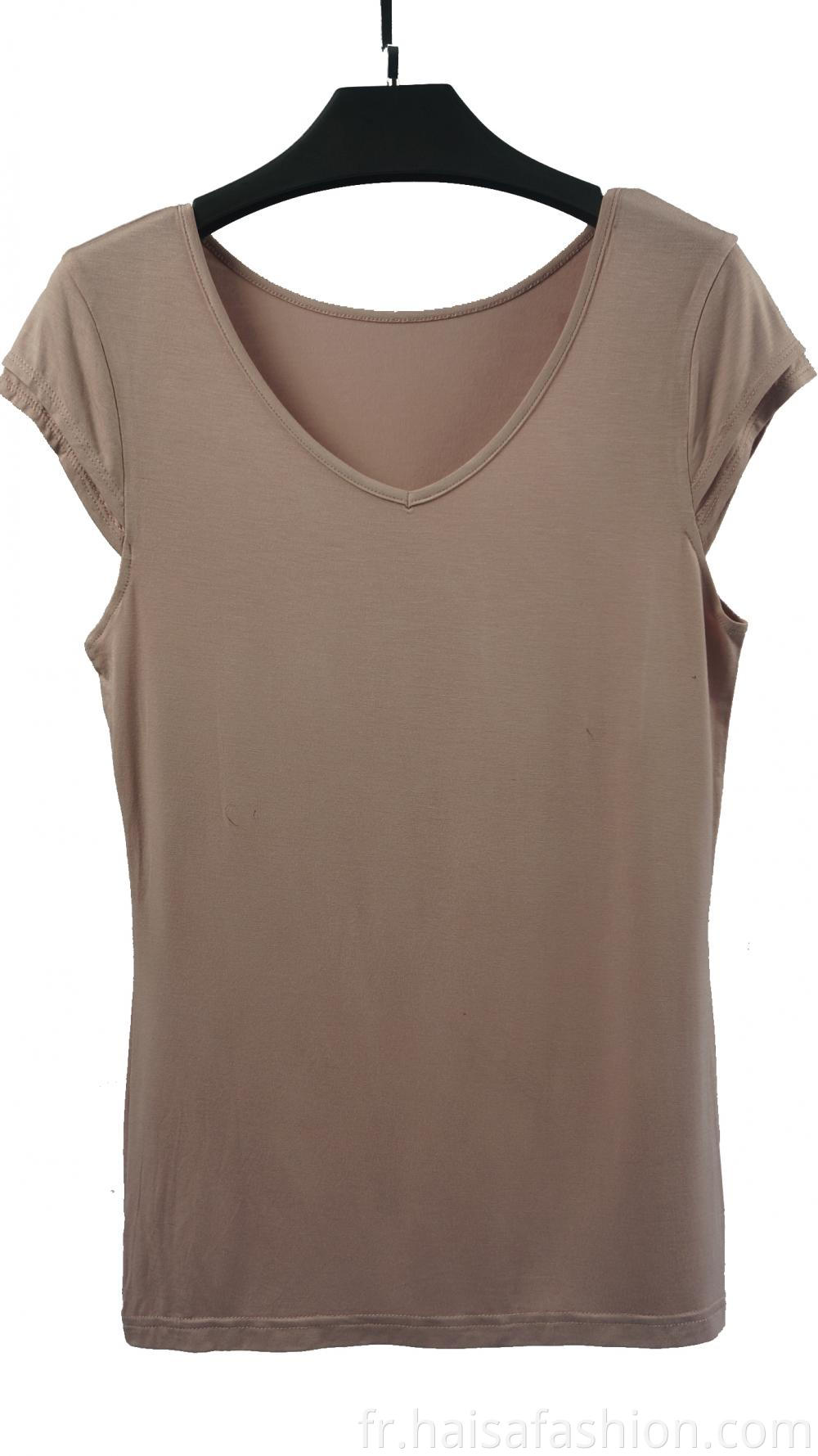 Ladies' V Neck Top In Solid Color